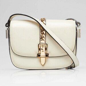 Gucci White Textured Leather Mini Sylvie 1969 Crossbody Bag